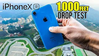 iPhone Xr DROP TEST - From 1000ft high! | in 4K
