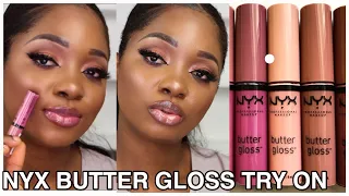 BEST NYX BUTTER GLOSS FOR DARK SKIN | TRY ON