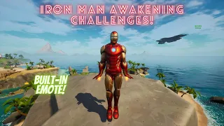 IRON MAN AWAKENING CHALLENGES! HOW TO UNLOCK SUIT UP BUILT-IN EMOTE! + HITTING LEVEL 100!