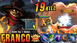 Perfect Turret Stealer!! 19 Kills Franco Brutal Damage Build - Build Top 1 Global Franco ~ MLBB