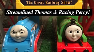 Thomas and Friends Toy Trains-The Great Race Trackmaster  Racing Percy & Streamlined Thomas!