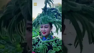 Chinese woman makes a dress with Setaria glauca in 10 days