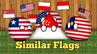 Similar Flags USA, Poland and Indonesia Countryballs