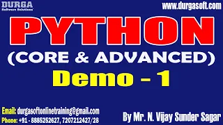 PYTHON tutorials || Demo - 1 || by Mr. N. Vijay Sunder Sagar On 15-04-2024 @8AM IST