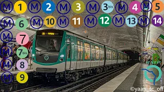 (Paris France 🇫🇷 les 16 lignes du Métro Parisien en 2023 /All metro lines)