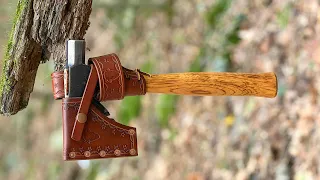 Homestead Hatchet with leather sheath ,belt hanger and overstrike guard!!!