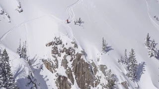 Julian Carr - Extreme Skier - Wolverine Cirque - 100' cliff