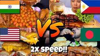 2x speed!🔥Hungriest Mukbangers From Different Countries🇮🇳🇵🇭🇧🇩🇨🇦🇲🇾ASMR FastMotion Eating Compilations