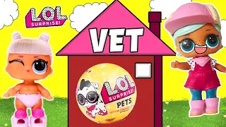 LOL Surprise Dolls go to the Vet! Featuring an LOL Surprise Pets Unboxing!! | LOL Dolls Families