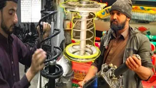 Rebuilding Car Front Shock In Workshop | Repairing Shock Absorber | Refilling Oil Shock