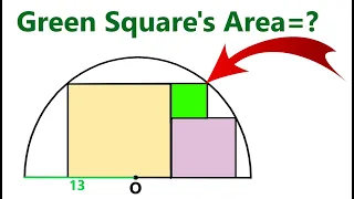 Fun Geometry Problem with a Cool Solution - Find the Shaded Area – 3 Squares in a Semicircle