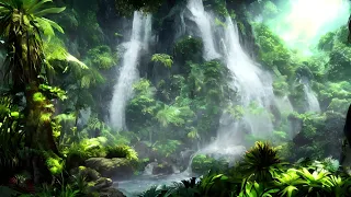 Jungle waterfall | Free animated motion background | Nature scenery animation