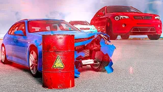 Big & Small Cars vs Explosive Barrel – Cars vs Explosive Barrel in BeamNG Drive