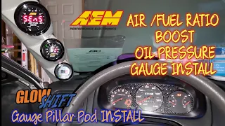 K20 AWD CIVIC BUILD AEM GAUGE INSTALL (AIR FUEL RATIO, BOOST, OIL PRESSURE GAUGE )