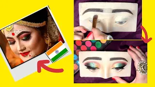 I Tried Following INDIAN BENGALI Bridal Eyemakeup Tutorial 😍😍😍