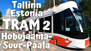Estonia Tallinn Tram 2 Hobujaama - Suur-Paala [4K] Summer 2020