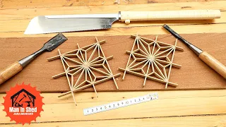 How to make the Asanoha Pattern kumiko, Japanese Woodworking.