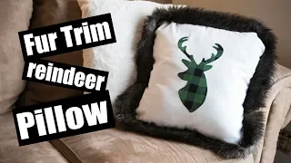 Fur trim Reindeer applique Pillow sewing tutorial