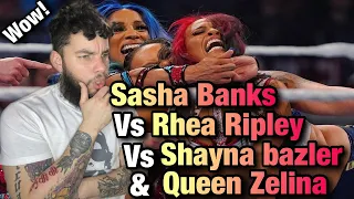 WWE - Sasha Banks vs Rhea Ripley vs Shayna Baszler vs Queen Zelina (REACTION)