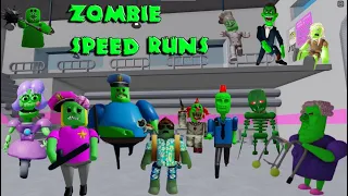 New ZOMBIES Speed Runs in all PlatinumFalls  Scary Obby Games, Barry, Papa, Siren Cop, Police Girl