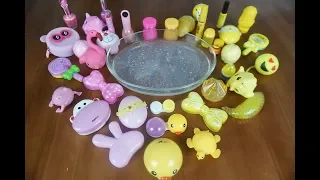 Mixing clay and floam Into Clear Slime !  pink VS yellow Special Series Satisfying Slime Videos