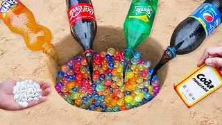Experiment: Coca-Cola, Fanta, Sprite, Pepsi vs Orbeeze vs Mentos Underground
