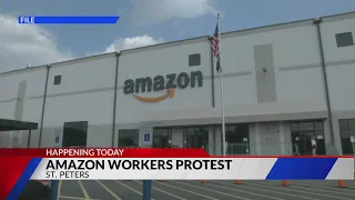 Amazon workers protest taking place in St. Peters Wednesday