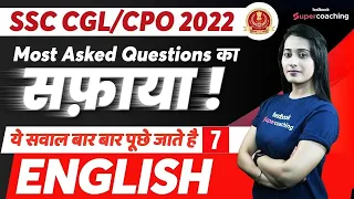 SSC CGL/CPO English Classes 2022 | English Most Asked Questions for SSC Exams - 07 | By Ananya Ma'am