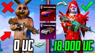 ЛЕГЕНДАРНАЯ ПРОКАЧКА АККАУНТА на 18.000 UC В PUBG MOBILE! ВЫБИЛ KOENIGSEGG и 2 МИФИКА В ПУБГ МОБАЙЛ!