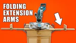 Folding Extension Arms of a Sliding Miter Saw Station