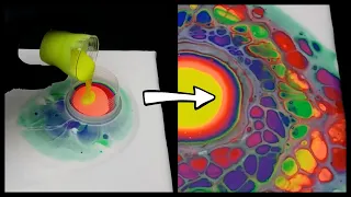 Acrylic Pouring Abstract Artwork Rainbow Open Cup Pour