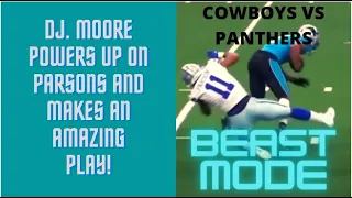 DJ. Moore Powers up on Michael Parsons and makes a great play!  Beast Mode!