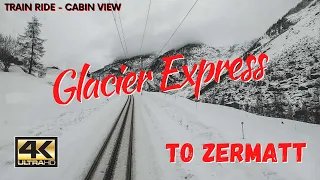 4K GLACIER EXPRESS route from Visp to Zermatt | Driver's view - Cab View | Winterland Wonderland