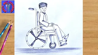 How to draw a man in a wheelchair || wheelchair drawing || easy drawing tutorial