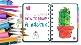 CACTUS FOR KIDS DRAWING. | How to draw a cactus easy with coloring. Children art tutorial.