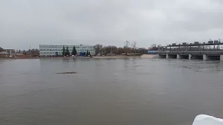 Россия, Курган, наводнение дамба 16 апреля 2024 г. 18:00  774 см