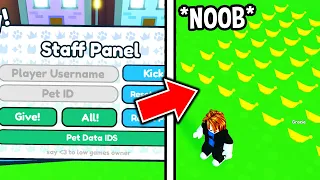 Using ADMIN To SPAWN INFINITE SECRET PETS For NOOBS in Pet Simulator X.. (Pet Simulator Z)