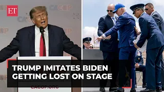 Trump mocks Biden for repeated stumbling on stairs in California GOP speech: ‘Where the hell am I?’