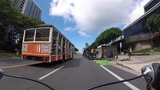 New bike lane congestion @ Restaurant Row Honolulu, Hawaii