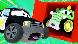 Car Patrol -  Baby Lily The Bus And Ben The Tractor Get Stuck in a Container! - Cars videos for kids