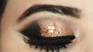 Glittery golden brown eye makeup tutorial | eye makeup
