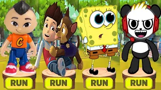Tag with Ryan vs CKN Boys Run vs Paw Patrol Ryder vs SpongeBob Run - ALl Characters Unlocked