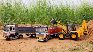 Jcb 5cx backhoe loading mud in Tata truck 2518 and dump Truck | jcb truck