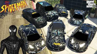 GTA 5 - Stealing BLACK SPIDER-MAN Supercars with FRANKLIN ! (Real Life Cars #30)