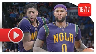 DeMarcus Cousins & Anthony Davis Full Highlights vs Thunder (2017.02.26) - 69 Pts, 17 Reb