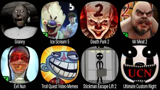 Granny, Ice Scream 5, Death Park 2, Mr Meat 2, Evil Nun, Troll Quest Video Memes, Stickman Escape