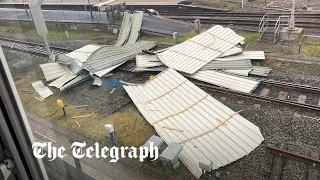 Storm Eunice: Blown-off roof causes train delays and lorry filmed overturning on motorway in Oxford