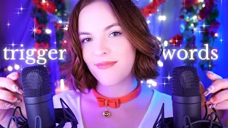 ASMR Sleepy Trigger Words  & Soft Triggers🌙 (super up-close, ear to ear whispers) ❄️