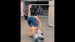 Khamzat Chimaev completely destroys a heavy bag with slams