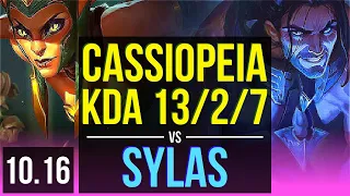 CASSIOPEIA vs SYLAS (MID) | KDA 13/2/7, 2 early solo kills, Legendary | EUW Grandmaster | v10.16